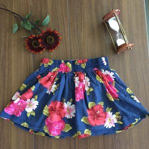 Hollister Medium Blue Floral Cute Mini Skirt